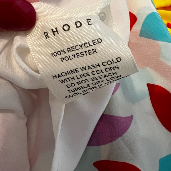 NWT RHODE Red Printed Puff 3/4 Sleeve Mini A-line Dress Sz S - Picture 5 of 5